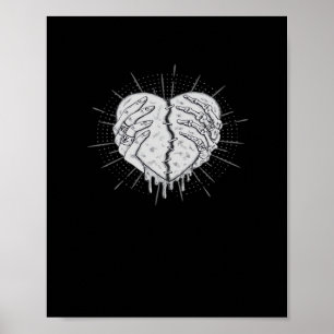 Monochrome skelet hand met hart klassiek poster