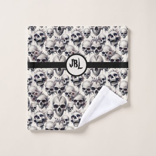Monochrome Skulls (Gant de toilette)