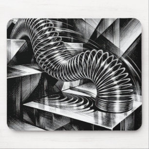 Monochrome Slinky die naar beneden tuimelt over ch Muismat