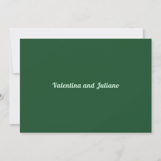 Monochrome Smaragd Groene Bruiloft Bewaar de Datum Save The Date (Achterkant)