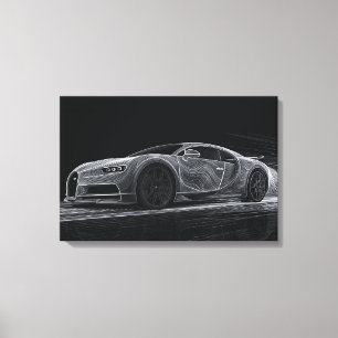 Monochrome Snelheid Automobil Kunst (61 cm x 40, Canvas Afdruk