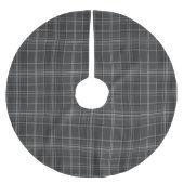 Monochrome Square Plaid Dark Gray Check Kerstboom Rok (Voorkant)