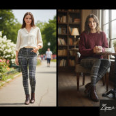 Monochrome Square Plaid Dark Gray Check Leggings