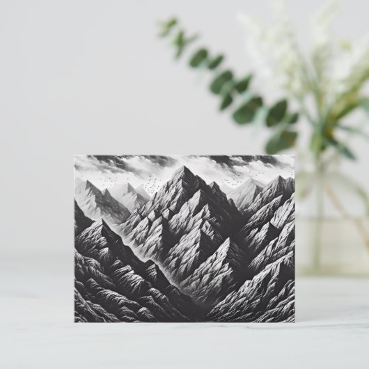 Monochrome stenen muur met ruwe bergtextuur briefkaart (Staand voorkant)