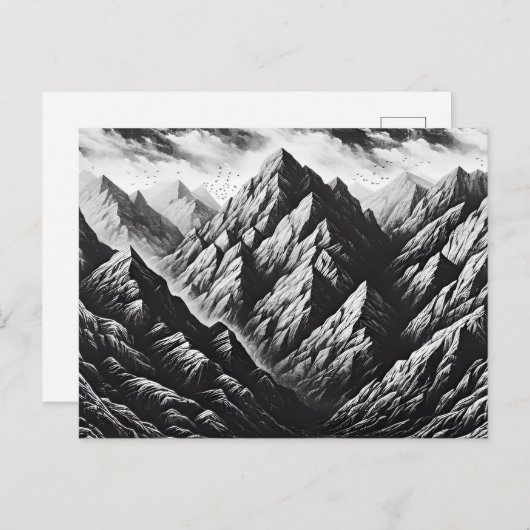 Monochrome stenen muur met ruwe bergtextuur briefkaart (Voorkant / Achterkant)