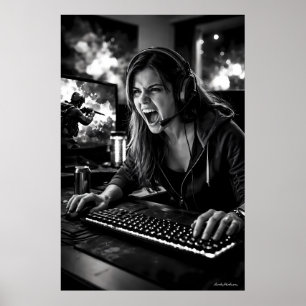 Monochrome Stress Burst Gamer Kamer Poster