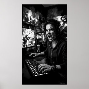 Monochrome Totale Razernij Gaming Room Poster