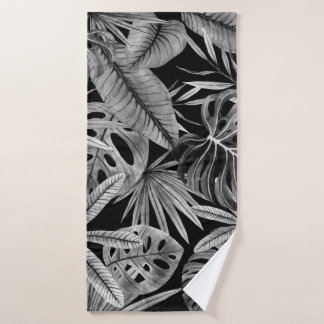 Monochrome Tropical, Aquarelle Texture Feuille.
