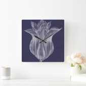 Monochrome Tulip III Vierkante Klok (Huis)