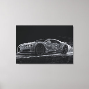 Monochrome Velocity Automobielkunst (91 cm x 61 Canvas Afdruk