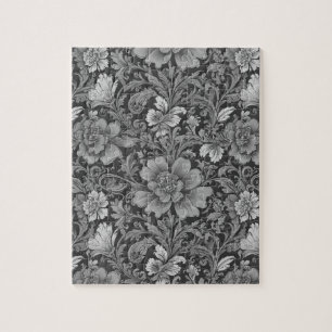 Monochrome vintage bloempatroon legpuzzel