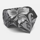 Monochrome vintage bloempatroon stropdas (Opgerold)