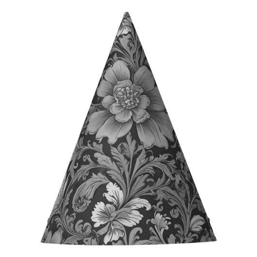 Monochrome Vintage Floral Pattern  Feesthoedjes (Voorkant)