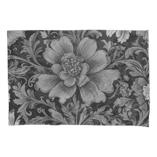 Monochrome Vintage Floral Pattern  Kussensloop (Voorkant)