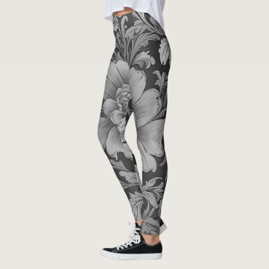 Monochrome Vintage Floral Pattern  Leggings (Links)