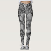 Monochrome Vintage Floral Pattern  Leggings (Voorkant)