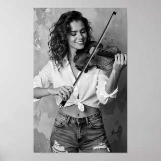 Monochrome vioolmelodie en gratie canvas poster