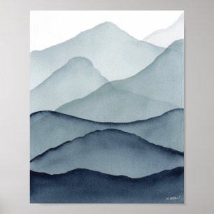 Monochrome Watercolor Bergen Poster