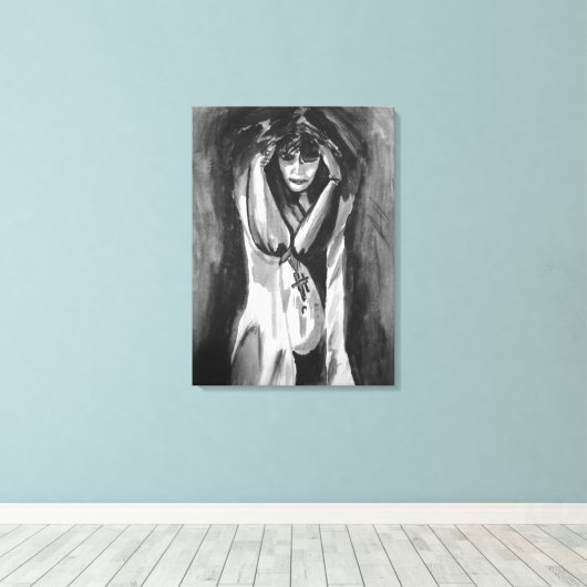 Monochrome Waterverf door Sara Motolanez Canvas Afdruk (Insitu (Houten vloer))