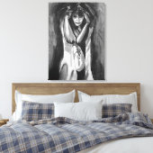 Monochrome Waterverf door Sara Motolanez Canvas Afdruk (Insitu (Slaapkamer))