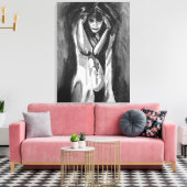 Monochrome Waterverf door Sara Motolanez Canvas Afdruk (Insitu (Woonkamer))