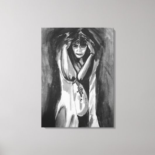 Monochrome Waterverf door Sara Motolanez Canvas Afdruk (Voorkant)