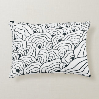 Monochrome Wave Pattern,  Modern Abstract Line Art Accent Kussen