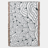 Monochrome Wave Pattern, Modern Abstract Line Art Deken (Voorkant Verticaal)