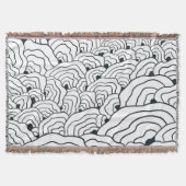 Monochrome Wave Pattern,  Modern Abstract Line Art Deken (Voorkant)