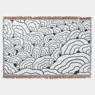 Monochrome Wave Pattern,  Modern Abstract Line Art Deken