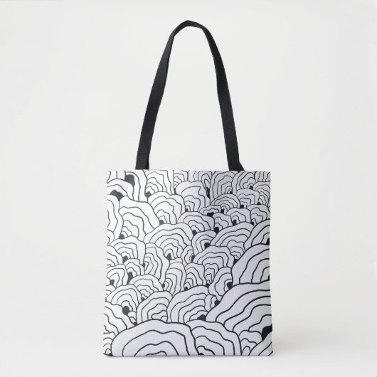 Monochrome Wave Pattern,  Modern Abstract Line Art Draagtas (Voorkant)