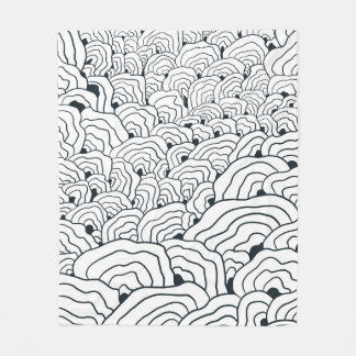 Monochrome Wave Pattern,  Modern Abstract Line Art Fleece Deken