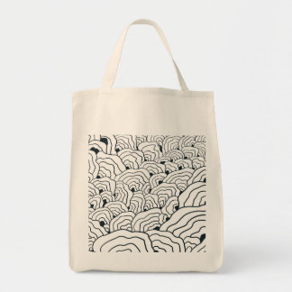 Monochrome Wave Pattern,  Modern Abstract Line Art Tote Bag