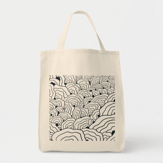 Monochrome Wave Pattern, Modern Abstract Line Art Tote Bag (Voorkant)