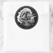 Monochrome Werewolf Moon Ronde Sticker (Tas)