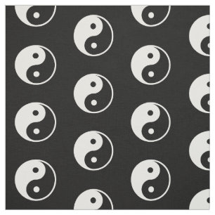 Monochrome White Yin Yang Symbol Afdrukken op zwar Stof