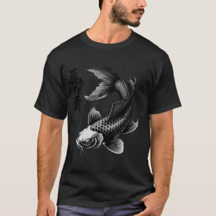 Monochrome Zen Koi Vis Tatoeage Kunst T-shirt