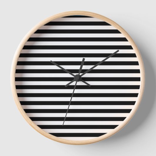 MONOCHROME ZWARTE WITTE STRIPE FRAMED CLOCK (Voorkant)