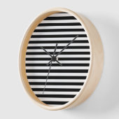 MONOCHROME ZWARTE WITTE STRIPE FRAMED CLOCK (Hoek)