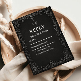 Monochroom Barok Elegant RSVP Kaartje