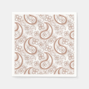 Monochroom beige en wit paisley motief.  servet