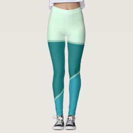 Monochroom Blauw Groen blauwgroen kleurenblok Leggings