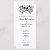 Monochroom Bloemen schedel tattoo bruiloft program Programma (Voorkant / Achterkant)