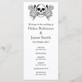 Monochroom Bloemen schedel tattoo bruiloft program Programma (Voorkant)