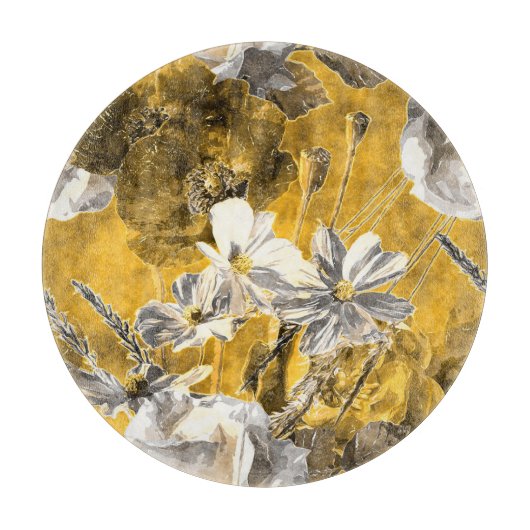 Monochroom bloemenpatroon Waterverf papaverpatroon Snijplank (Voorkant)