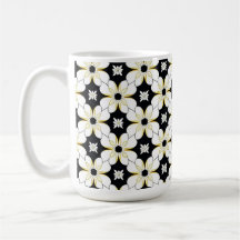 Monochroom bloempatroon met subtiele gele details
