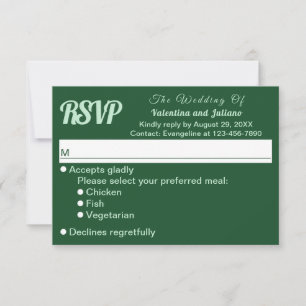 Monochroom Emerald Groen Bruiloft RSVP Kaart