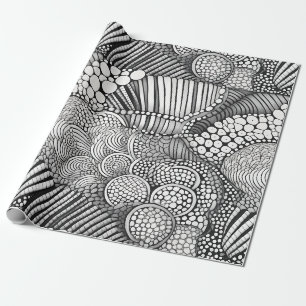 Monochroom geometrisch abstract lijnkunstpatroon cadeaupapier