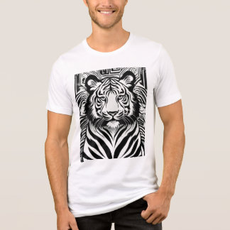 Monochroom geometrisch leeuw logo T-shirt 