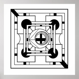Monochroom geometrisch minimalistisch Abstract geo Poster
